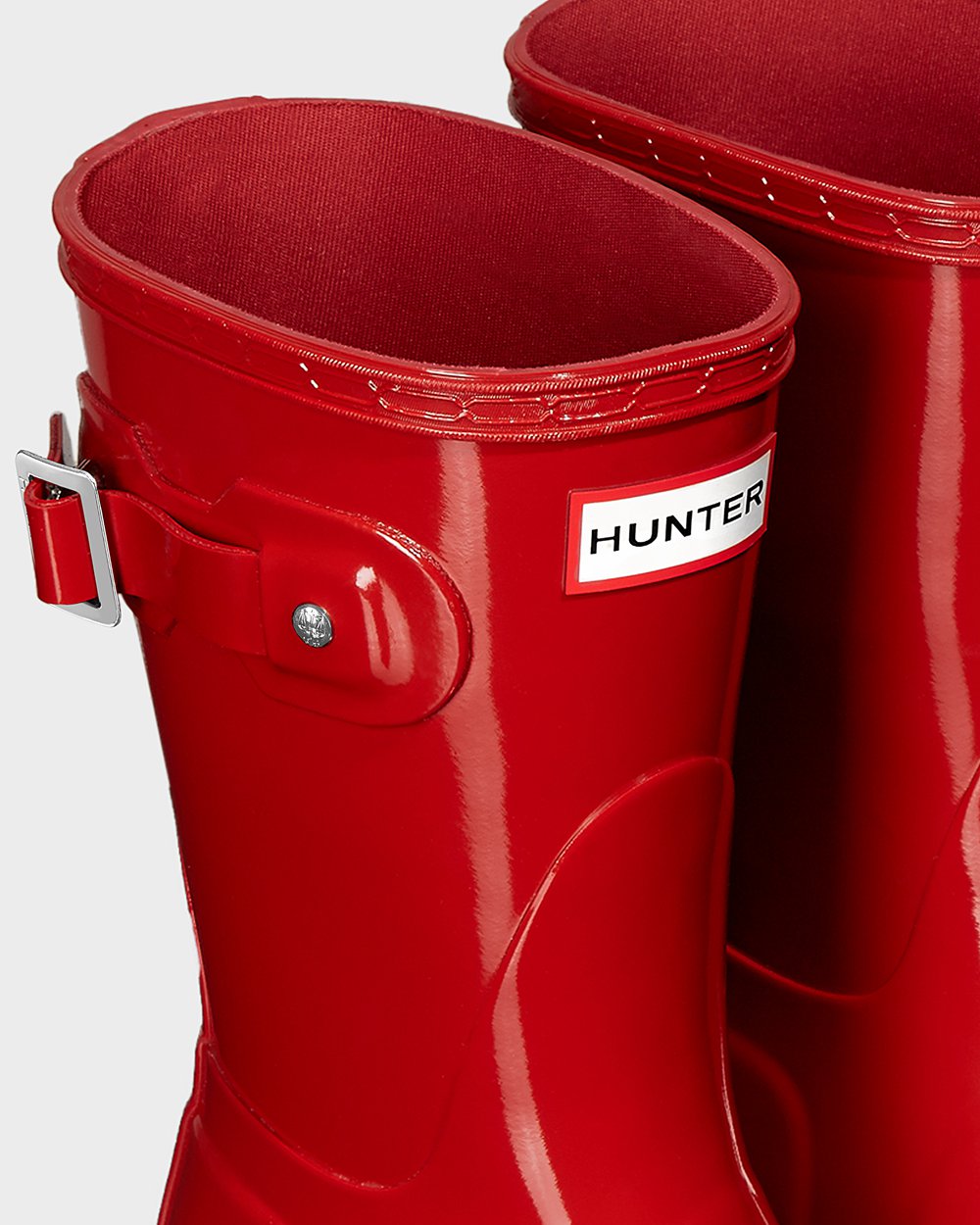 Womens Short Rain Boots - Hunter Original Gloss (58IDTBWLJ) - Red